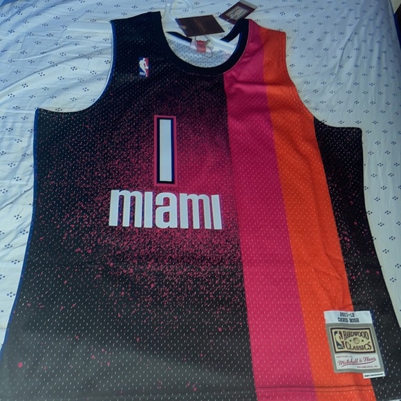 Miami Heat Chris Bosh Hardwood Classics 2011-12 Split Swingman Jersey NWT - Picture 5 of 7